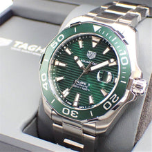 Load image into Gallery viewer, Tag Heuer Aquaracer Calibre 5 Green Dial Silver Steel Strap Watch for Men - WAY201S.BA0927