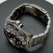 Load image into Gallery viewer, Tag Heuer Aquaracer Automatic Match Timer Black Dial Silver Steel Strap Watch for Men - WAY201G.BA0927