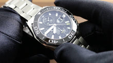 Load image into Gallery viewer, Tag Heuer Aquaracer Calibre 16 Day-Date Black Dial Silver Steel Strap Watch for Men - CAY211A.BA0927