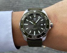 Load image into Gallery viewer, Tag Heuer Aquaracer Black Dial Khakhi Green NATO Strap Watch for Men - WAY101E.FC8222