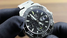 Load image into Gallery viewer, Tag Heuer Aquaracer Quartz Chronograph Black Dial Silver Steel Strap Watch for Men - CAY111A.BA0927