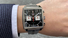 Load image into Gallery viewer, Tag Heuer Monaco Automatic Chronograph Black Dial Silver Steel Strap Watch for Men - CBL2113.BA0644