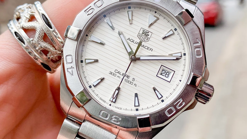 Tag Heuer Aquaracer Automatic White Dial Silver Steel Strap Watch for Men - WAY2111.BA0928