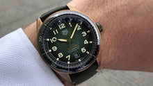 Load image into Gallery viewer, Tag Heuer Autavia Calibre 5 Automatic Olive Green Dial Green Leather Strap Watch for Men - WBE5190.FC8268