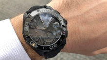 Load image into Gallery viewer, Tag Heuer Aquaracer Automatic Chronograph Special Edition Titanium Grey Dial Black Leather Strap Watch for Men - CAY218B.FC6370