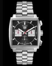 Load image into Gallery viewer, Tag Heuer Monaco Automatic Chronograph Black Dial Silver Steel Strap Watch for Men - CBL2113.BA0644