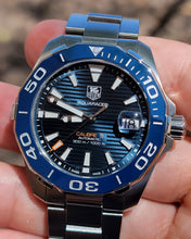 Load image into Gallery viewer, Tag Heuer Aquaracer Calibre 5 Blue Dial Silver Steel Strap Watch for Men - WAY211C.BA0928
