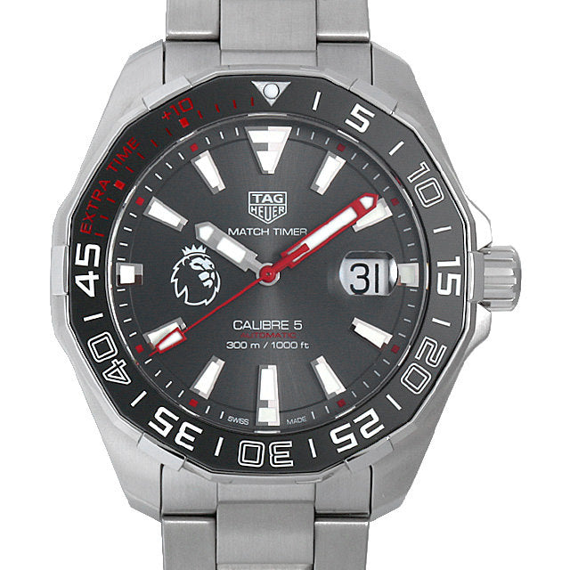 Tag Heuer Aquaracer Calibre 5 Premiere League Edition Black Dial Silver Stainless Steel Watch for Men - WAY201D.BA0927