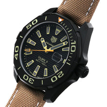 Load image into Gallery viewer, Tag Heuer Aquaracer 300 Calibre 5 Automatic Black Dial Brown Nylon Strap Watch for Men - WAY208C.FC6383