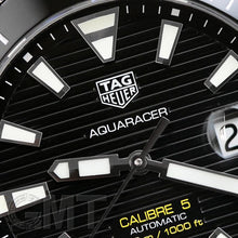 Load image into Gallery viewer, Tag Heuer Aquaracer Calibre 5 Automatic Black Dial Black Rubber Strap Watch for Men - WAY201A.FT6142