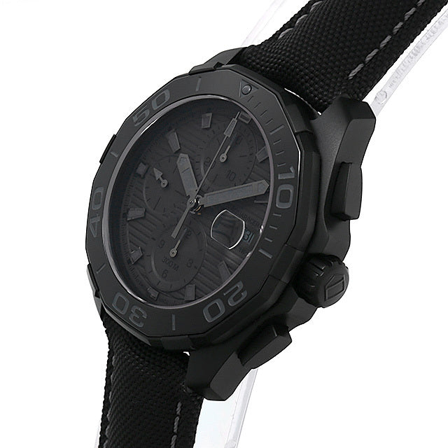 Tag Heuer Aquaracer Automatic Chronograph Special Edition Titanium Grey Dial Black Leather Strap Watch for Men - CAY218B.FC6370