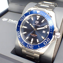 Load image into Gallery viewer, Tag Heuer Aquaracer Blue Dial Silver Steel Strap Watch for Men - WAY101C.BA0746