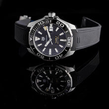 Load image into Gallery viewer, Tag Heuer Aquaracer Calibre 5 Automatic Black Dial Black Rubber Strap Watch for Men - WAY201A.FT6142