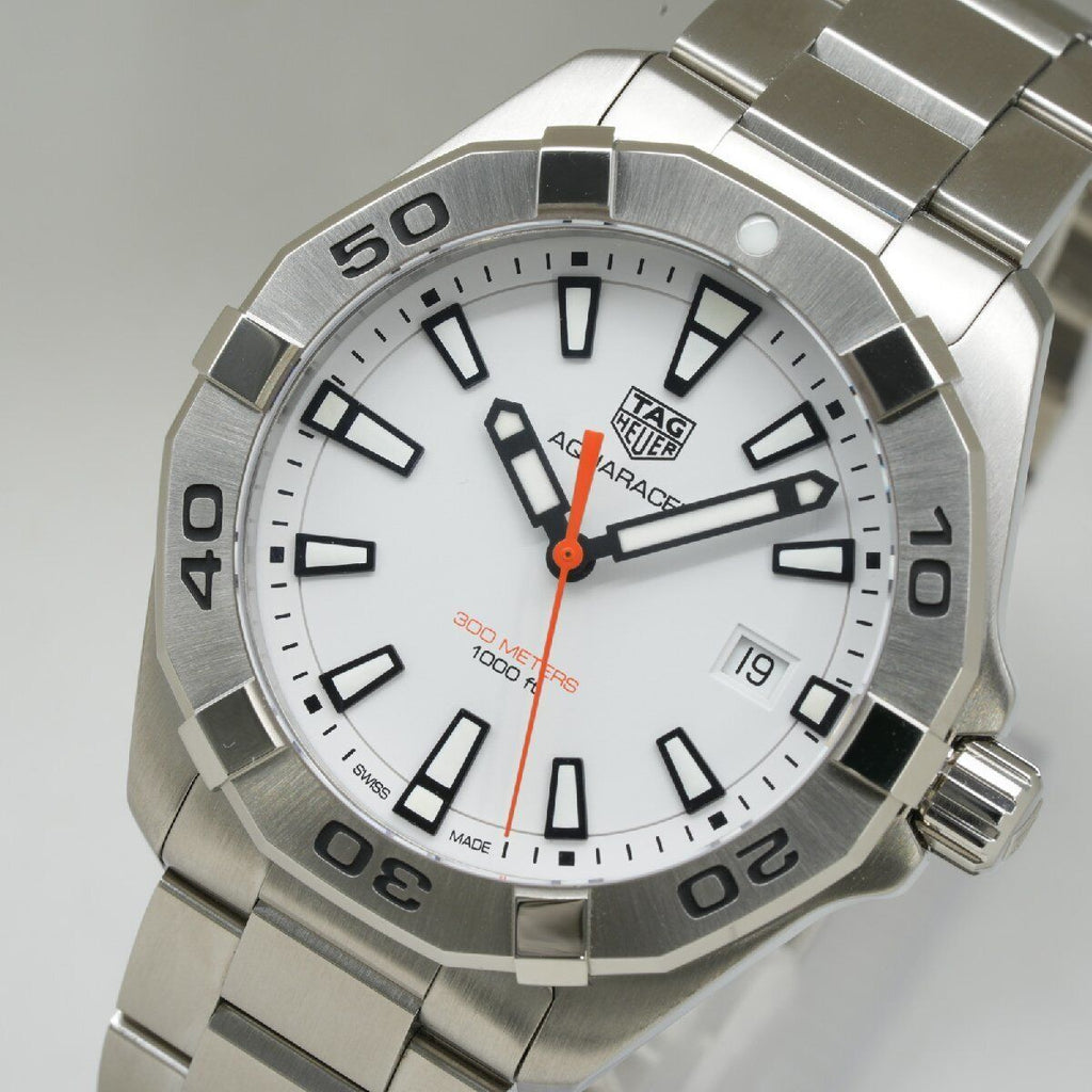 Tag Heuer Aquaracer Quartz White Dial Silver Steel Strap Watch for Men - WBD1111.BA0928