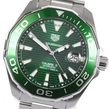 Load image into Gallery viewer, Tag Heuer Aquaracer Calibre 5 Green Dial Silver Steel Strap Watch for Men - WAY201S.BA0927