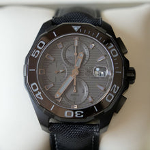 Load image into Gallery viewer, Tag Heuer Aquaracer Automatic Chronograph Special Edition Titanium Grey Dial Black Leather Strap Watch for Men - CAY218B.FC6370