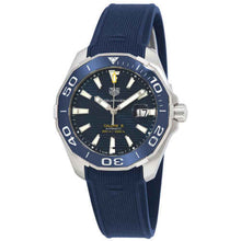 Load image into Gallery viewer, Tag Heuer Aquaracer Calibre 5 Automatic Blue Dial Blue Rubber Strap Watch for Men - WAY201B.FT6150