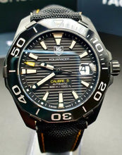 Load image into Gallery viewer, Tag Heuer Aquaracer Calibre 5 Automatic Black Dial Black Nylon Strap Watch for Men - WAY218A.FC6362