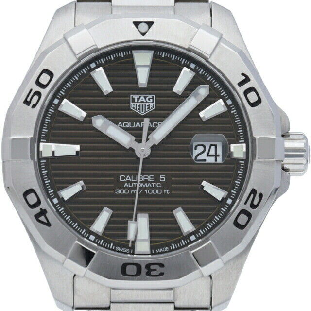 Tag Heuer Aquaracer Calibre 5 Automatic Sunray Brown Dial Silver Steel Strap Watch for Men - WAY2018.BA0927