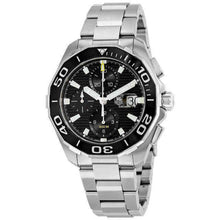 Load image into Gallery viewer, Tag Heuer Aquaracer Calibre 16 Day-Date Black Dial Silver Steel Strap Watch for Men - CAY211A.BA0927