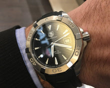 Load image into Gallery viewer, Tag Heuer Aquaracer Automatic Caliber 5 Black Dial Black Rubber Strap Watch for Men - WAY2110.FT8021