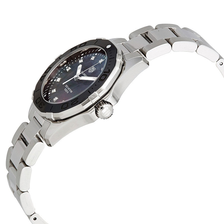Tag Heuer Aquaracer Quartz Black Dial Silver Steel Strap Watch for Women - WAY131M.BA0748