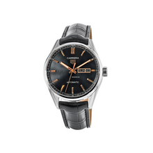 Load image into Gallery viewer, Tag Heuer Carrera Day Date Black Dial Black Leather Strap Watch for Men - WBN2013.FC6503