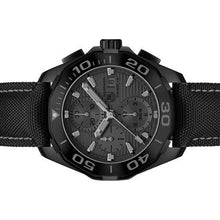 Load image into Gallery viewer, Tag Heuer Aquaracer Automatic Chronograph Special Edition Titanium Grey Dial Black Leather Strap Watch for Men - CAY218B.FC6370