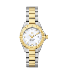 Tag Heuer Aquaracer Quartz Diamonds Mother of Pearl Dial Two Tone Steel Strap Watch for Women - WBD1423.BB0321