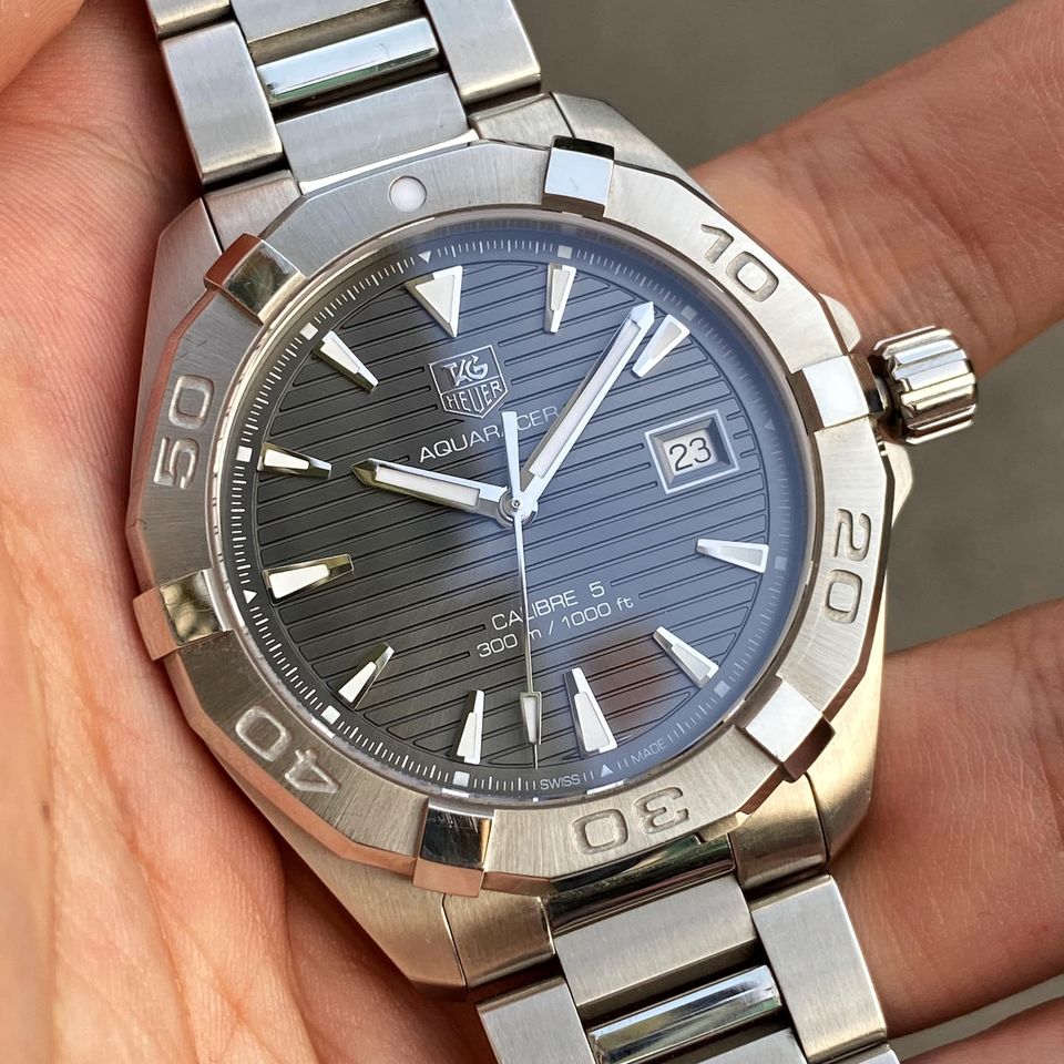 Tag Heuer Aquaracer Automatic Anthracite Grey Dial Silver Steel Strap Watch for Men - WAY2113.BA0928