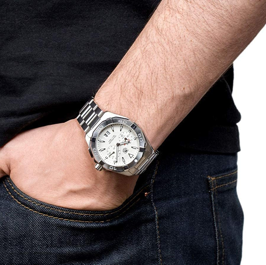 Tag Heuer Aquaracer Quartz White Dial Silver Steel Strap Watch for Men - WAY1111.BA0928