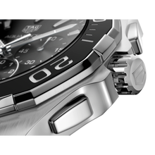 Load image into Gallery viewer, Tag Heuer Aquaracer Calibre 16 Day-Date Black Dial Silver Steel Strap Watch for Men - CAY211A.BA0927