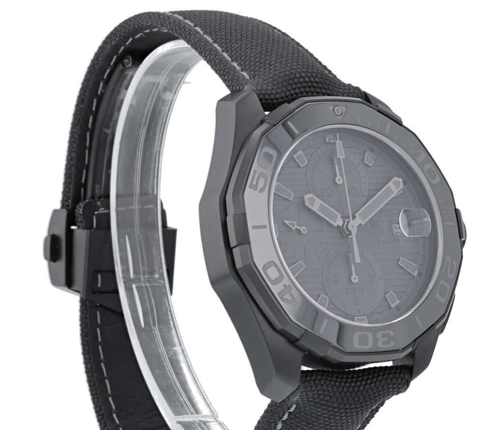 Tag Heuer Aquaracer Automatic Chronograph Special Edition Titanium Grey Dial Black Leather Strap Watch for Men - CAY218B.FC6370