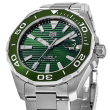 Load image into Gallery viewer, Tag Heuer Aquaracer Calibre 5 Green Dial Silver Steel Strap Watch for Men - WAY201S.BA0927