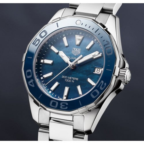 Tag Heuer Aquaracer Blue Dial Silver Steel Strap Watch for Women - WAY131S.BA0748