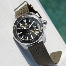 Load image into Gallery viewer, Tag Heuer Aquaracer Black Dial Khakhi Green NATO Strap Watch for Men - WAY101E.FC8222