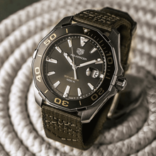 Load image into Gallery viewer, Tag Heuer Aquaracer Black Dial Khakhi Green NATO Strap Watch for Men - WAY101E.FC8222