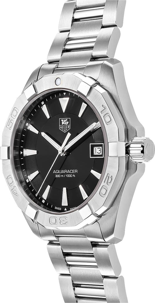 Tag Heuer Aquaracer Quartz Black Dial Silver Steel Strap Watch for Men - WAY1110.BA0928