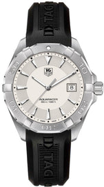 Tag Heuer Aquaracer Quartz White Dial Black Rubber Strap Watch for Men - WAY1111.FT8021