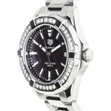 Load image into Gallery viewer, Tag Heuer Aquaracer Quartz Diamonds Black Dial Silver Steel Strap Watch for Women - WAY131P.BA0748