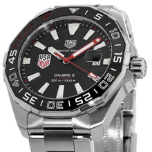 Load image into Gallery viewer, Tag Heuer Aquaracer Automatic Match Timer Black Dial Silver Steel Strap Watch for Men - WAY201G.BA0927