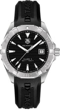 Load image into Gallery viewer, Tag Heuer Aquaracer Automatic Caliber 5 Black Dial Black Rubber Strap Watch for Men - WAY2110.FT8021