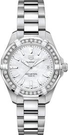 Tag Heuer Aquaracer Diamonds Mother of Pearl Dial Silver Steel Strap Watch for Women - WBD1313.BA0740