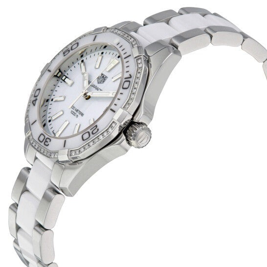 Tag Heuer Aquaracer Diamonds White Dial Two Tone Steel Strap Watch for Women - WAY131H.BA0914