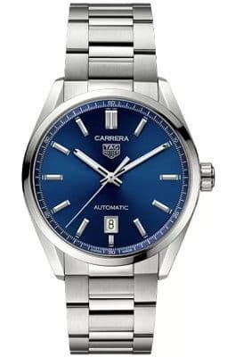 Tag Heuer Carrera Date Blue Dial Silver Steel Strap Watch for Men - WBN2112.BA0639