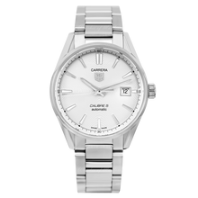 Load image into Gallery viewer, Tag Heuer Carrera Automatic Caliber 5 White Dial Silver Steel Strap Watch for Men - WAR211B.BA0782