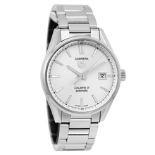 Load image into Gallery viewer, Tag Heuer Carrera Automatic Caliber 5 White Dial Silver Steel Strap Watch for Men - WAR211B.BA0782