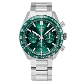Tag Heuer Carrera Chronograph 44mm Green Dial Silver Steel Strap Watch for Men - CBN2A1N.BA0643
