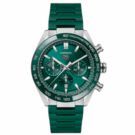 Tag Heuer Carrera Chronograph 44mm Green Dial Green Steel Strap Watch for Men - CBN2A1N.FT6238