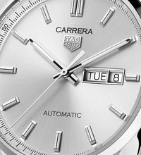 Load image into Gallery viewer, Tag Heuer Carrera Day Date Silver Dial Brown Leather Strap Watch for Men - WBN2011.FC6484
